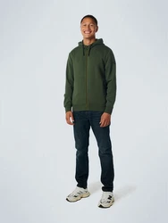 NO EXCESS Langarmshirt Hooded Full Zipper Dunkelgrün/Grün