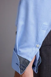Next Stretch-Jeans Strukturiertes Signature Hemd mit Sportmanschetten Hellblau/Blau/Dunkelblau