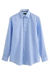 Next Stretch-Jeans Strukturiertes Signature Hemd mit Sportmanschetten Hellblau/Blau/Dunkelblau