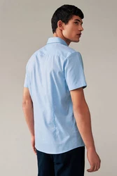 Next Kurzarmhemd Formelles Slim Fit Kurzarmhemd Blau/Hellblau