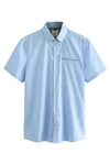 Next Kurzarmhemd Formelles Slim Fit Kurzarmhemd Blau/Hellblau