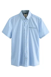 Next Kurzarmhemd Formelles Slim Fit Kurzarmhemd Blau/Hellblau