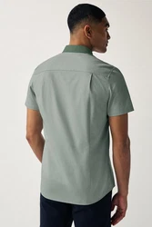 Next Kurzarmhemd Formelles Slim Fit Kurzarmhemd Türkis/Grün