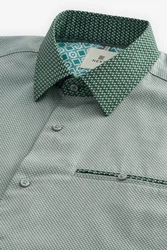 Next Kurzarmhemd Formelles Slim Fit Kurzarmhemd Türkis/Grün