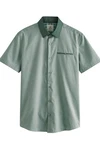 Next Kurzarmhemd Formelles Slim Fit Kurzarmhemd Türkis/Grün