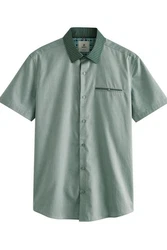 Next Kurzarmhemd Formelles Slim Fit Kurzarmhemd Türkis/Grün