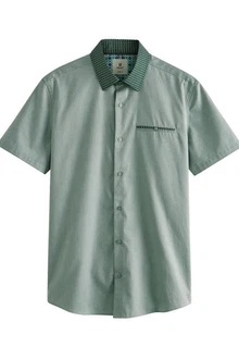 Next Kurzarmhemd Formelles Slim Fit Kurzarmhemd Türkis/Grün