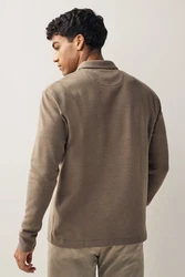 Next Langarm-Poloshirt (1-St) Grau/Braun/Khaki/Beige