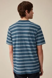 Next T-Shirt mit Strukturstreifen Grau/Hellblau/Blau