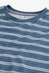 Next T-Shirt mit Strukturstreifen Grau/Hellblau/Blau