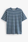 Next T-Shirt mit Strukturstreifen Grau/Hellblau/Blau