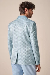 Next Sakko Slim-Fit Jacquard Sakko Hellblau/Blau