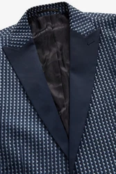 Next Sakko Slim-Fit Jacquard Sakko Hellblau/Dunkelblau/Blau/Grau