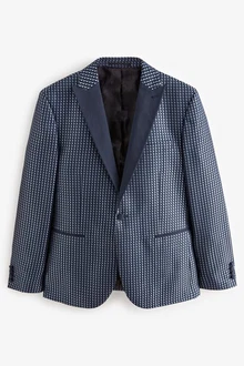 Next Sakko Slim-Fit Jacquard Sakko Hellblau/Dunkelblau/Blau/Grau