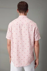 Next Kurzarmhemd aus Leinengemisch mit Print Rosa