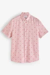 Next Kurzarmhemd aus Leinengemisch mit Print Rosa