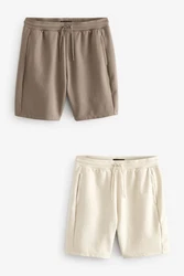Next Sweatshorts Jersey-Shorts mit Reißverschlusstasche 2er-Pack Khaki/Beige