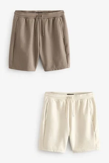 Next Sweatshorts Jersey-Shorts mit Reißverschlusstasche 2er-Pack Khaki/Beige