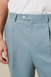 Next Anzughose Motion Flex Style Relaxed Fit (1-tlg) Hellblau/Blau