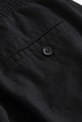 Next Slim Fit Hose mit Kordelzug aus Leinenmischung Schwarz/Dunkelgrau