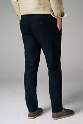 Next Slim Fit Hose mit Kordelzug aus Leinenmischung Schwarz/Dunkelgrau