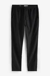 Next Slim Fit Hose mit Kordelzug aus Leinenmischung Schwarz/Dunkelgrau