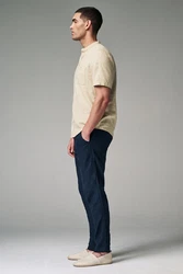 Next Slim Fit Hose mit Kordelzug aus Leinenmischung Dunkelblau/Blau/Hellblau