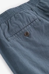 Next Slim Fit Hose mit Kordelzug aus Leinenmischung Blau/Grau/Dunkelblau