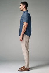 Next Slim Fit Hose mit Kordelzug aus Leinenmischung Beige/Khaki/Braun