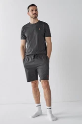 Next Relaxshorts Loungewear Shorts Dunkelgrau/Orange/Grau