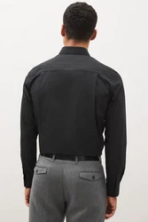 Next Langarmhemd Pflegeleichtes Regular Fit Hemd Sportmanschetten Schwarz/Dunkelgrau/Grau