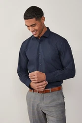 Next Langarmhemd Regular Fit Hemd Dunkelblau/Hellblau
