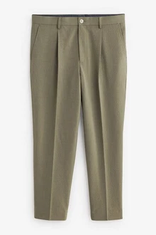Next Anzughose Seersucker-Anzughose Khaki/Dunkelgrün