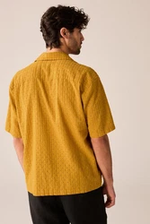 Next Kurzarmhemd mit Lochstickerei Gelb/Braun/Gold