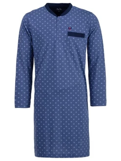 Henry Terre Nachthemd Langarm Dunkelblau/Blau/Lila Henry Terre Nachthemd Langarm Dunkelblau/Blau/Lila