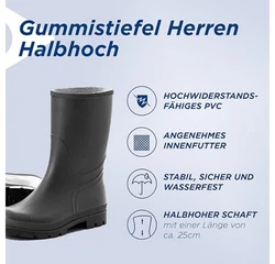 SCHEIBLER WORKWEAR Gummistiefel Herren Halbhoch Schwarz/Dunkelgrau/Grau