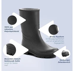 SCHEIBLER WORKWEAR Gummistiefel Herren Halbhoch Schwarz/Dunkelgrau/Grau