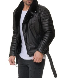 Reichstadt Bikerjacke Herren Kunstleder Jacke RS008 Schwarz (RS008)