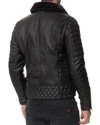 Reichstadt Bikerjacke Herren Kunstleder Jacke RS008 Schwarz (RS008)