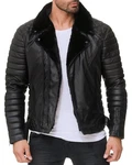 Reichstadt Bikerjacke Herren Kunstleder Jacke RS008 Schwarz (RS008)