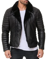 Reichstadt Bikerjacke Herren Kunstleder Jacke RS008 Schwarz (RS008)