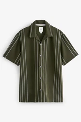 Next Kurzarmhemd Jersey-Hemd Dunkelgrün/Grün