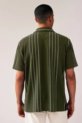 Next Kurzarmhemd Jersey-Hemd Dunkelgrün/Grün