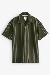 Next Kurzarmhemd Jersey-Hemd Dunkelgrün/Grün