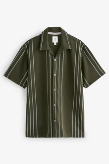 Next Kurzarmhemd Jersey-Hemd Dunkelgrün/Grün