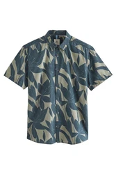 Next Regular Fit Kurzarmhemd mit Print Blau/Dunkelgrün/Hellblau