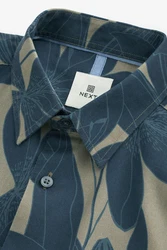 Next Regular Fit Kurzarmhemd mit Print Blau/Dunkelgrün/Hellblau