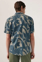 Next Regular Fit Kurzarmhemd mit Print Blau/Dunkelgrün/Hellblau