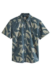 Next Regular Fit Kurzarmhemd mit Print Blau/Dunkelgrün/Hellblau