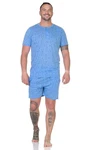 EloModa Capri-Pyjama Herren Pyjama Shorty und T-Shirt Schlafanzug Blau/Hellblau